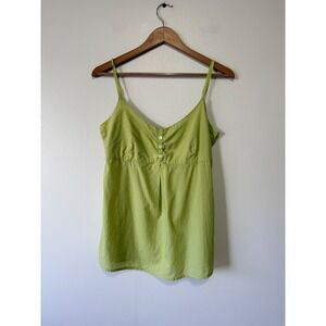 Horny Toad Women Lime Green Organic Cotton Smocked Back Camisole Top Medium